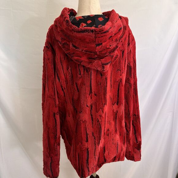 Liquid Dreams Art Faux Fur Red Jacket Reversible MEDIUM Kritter Klips - Picture 5 of 9
